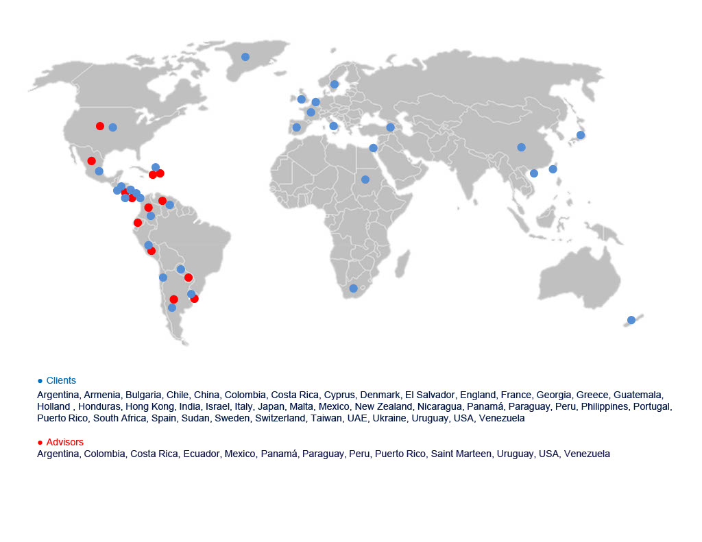 Map of Tigress clients and advisors